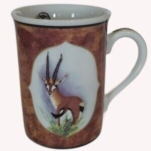1995 Lynn Chase AFRICAN PORTRAITS - GAZELLE MUG with bird